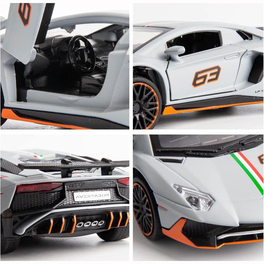 1:Model auta Lambo LP780 v měřítku 32, stahovací auto ze zinkové slitiny se zvukem a světlem pro děti chlapec dívka