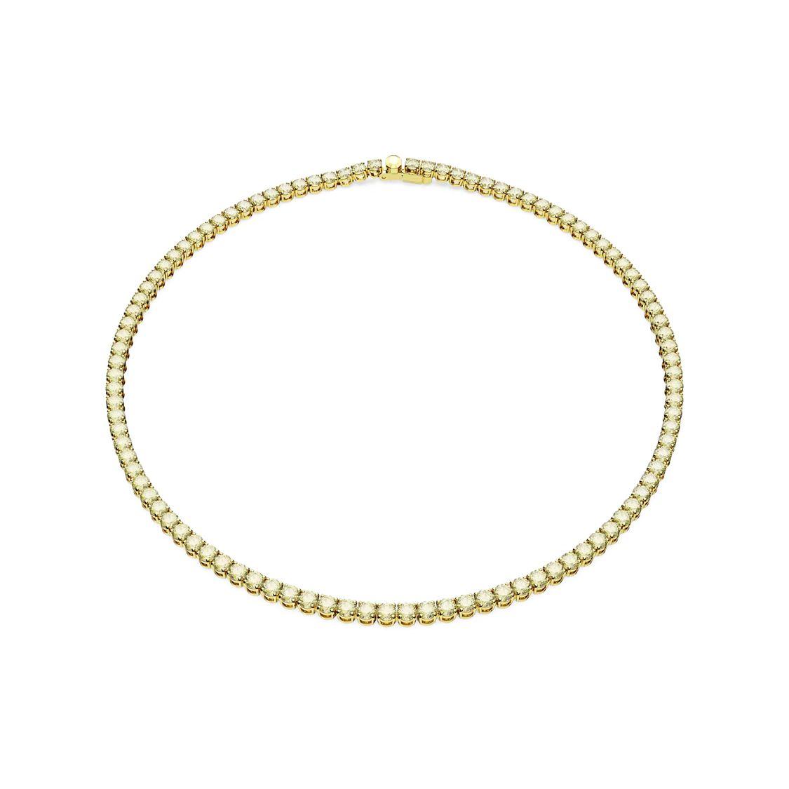 Swarovski Matrix Tennis Round Cut Fashionable Exquisite Cubic Zirconia Gold-Plated Necklace Women necklace 5661191 Gold,F
