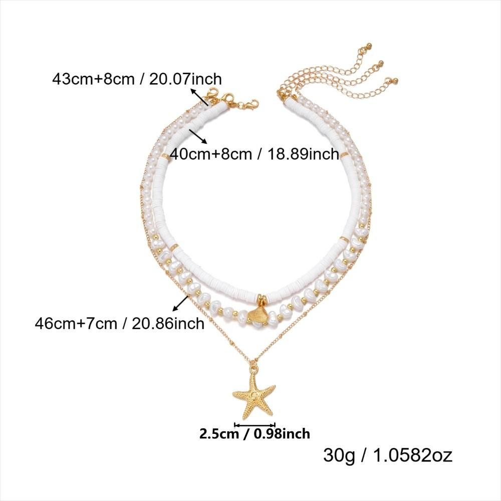 3Pcs/Set Bohemian Shell Pendant Necklaces Multilayer Seashell Choker Beaded Starfish Choker Women
