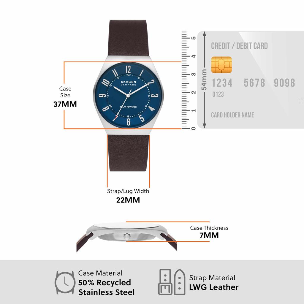 SKAGEN Grenen Solar Powered Watch SKW6838 Brown Men's