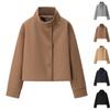 Giacca da Donna in Finto Camoscio con Bottoni Oversize con Orlo Arricciato Corta Cappotto Casual Vintage Capispalla con Tasche