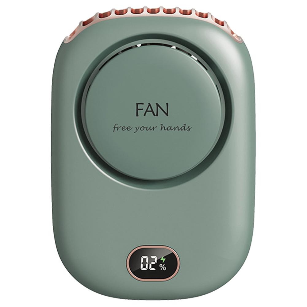 

Носимый персональный вентилятор Перезаряжаемый подвесной шейный вентилятор 3 скорости с регулируемым шнурком и кронштейном для дома, офиса, улицы, путешествий зелёный