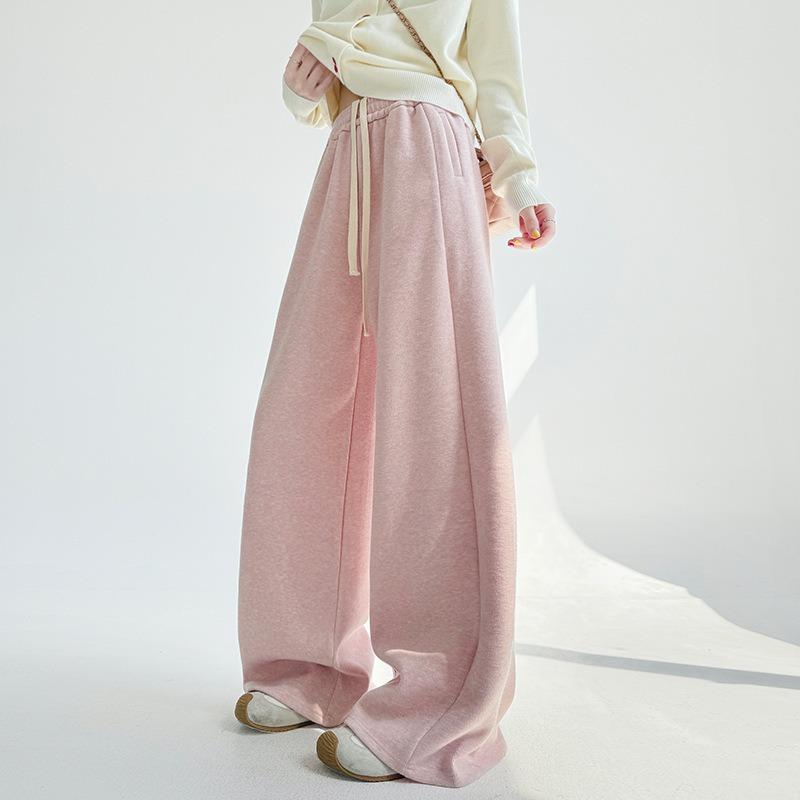 High Gram Weight Glutinous Rice Pants Women's Pants Spring and Autumn New Lazy Wind Loose Straight Pants Casual Drape Soft Waxy Wide Leg Pants