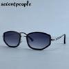 Classic Polygon Sunglasses Women  Luxury Brand Trendy Metal Small Frame Sun Glasses Vintage Driving Shades For Ladies UV400
