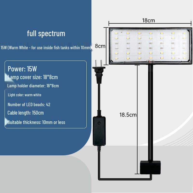 High-Brightness LED Aquarium Light with Energy-Saving Full Spectrum and Three-Stage Dimming for Water Plants and Ornamental Use.