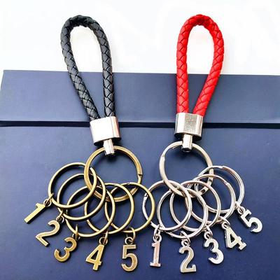 Porte-clés en cuir avec numéro en métal pour hommes et femmes - Porte-clés pour voiture et hôtel