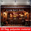 1 Piece  2D Western Cowboy Background Decoration Flag  Western Cowboy Bar Theme Party Decoration Flag