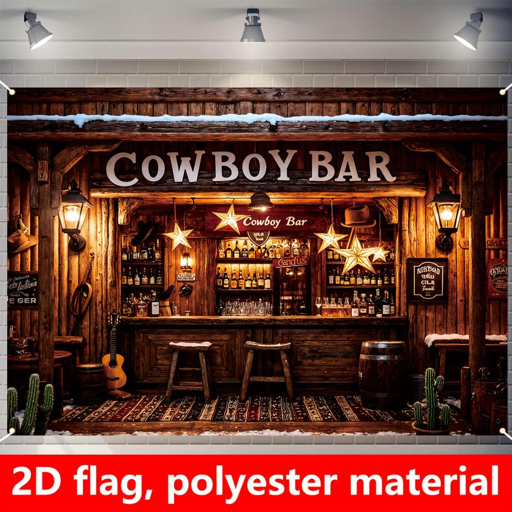 1 Piece 2D Western Cowboy Background Decoration Flag Western Cowboy Bar Theme Party Decoration Flag