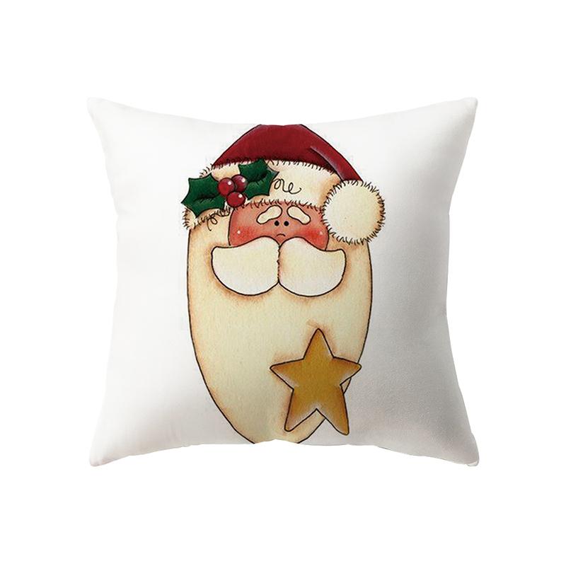 Cute Santa Claus Merry Christmas Print Pattern Cushion Cover Home Living Room Sofa Decoration Polyester Pillow Pillow Cover