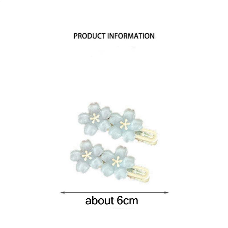 Jelly Cherry Blossom Hair Clips Pink Blue Flower Hairpins for Girl Romantic Wave Side Bangs Barrettes Kawaii BB Hair Accessories