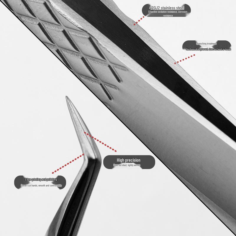 Golden Feather Stainless Steel Eyelash Tweezers for Grafting and Extensions