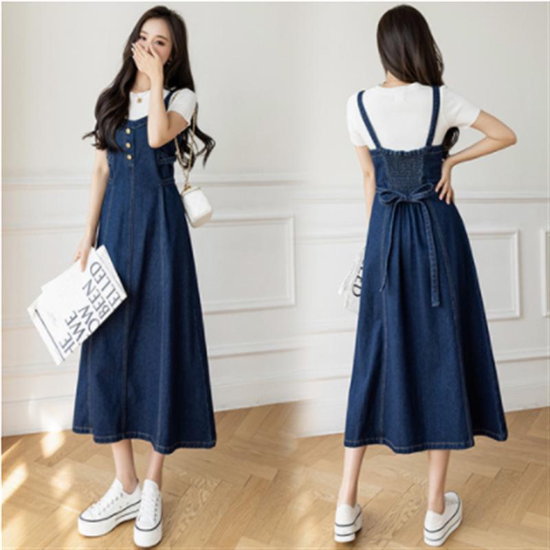 Plus Size Women's Hepburn-Style Denim Sling Dress