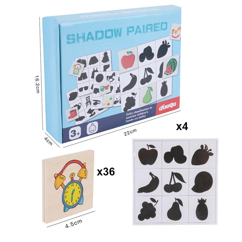 Montessori-Holzspielzeug Formen finden Tier Frucht Schatten Zuordnungs-Puzzle Denkspiel Kinder Früherziehung Lernspielzeug Geschenk