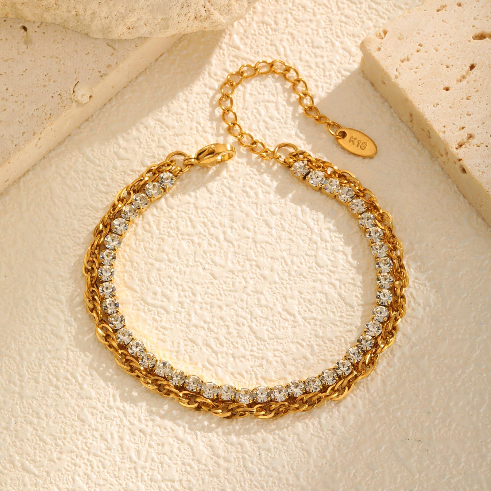 

Light luxury Braided Twisted White Zircon Double-layer Bracelet for Women,Stainless Steel Twist Chain Bracelets,Fashion Jewelry