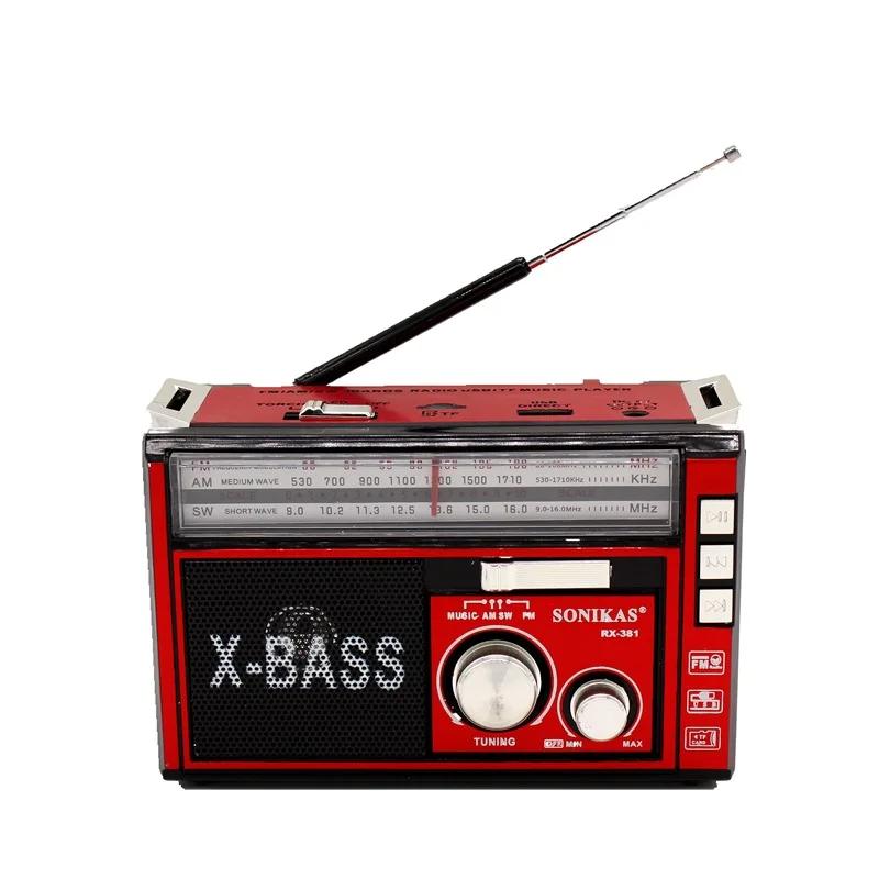 New RX-381 LED Lighting Portable Wireless Bluetooth Speaker AM FM SW Multi-band Radio Speaker with USB/TF MP3 Music Player