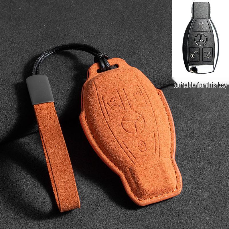 Mercedes Key Case with Alcantara, Compatible with E-Class, S-Class, C-Class, B-Class, GLC, GLB—Full Coverage Protection