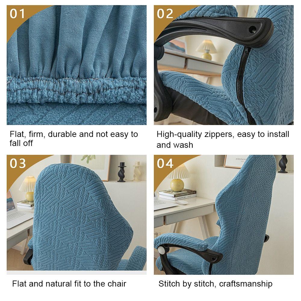 1Set Dustproof Chair Cover Set Fleece Jacquard Seat Protect Cover for Office Computer Chair