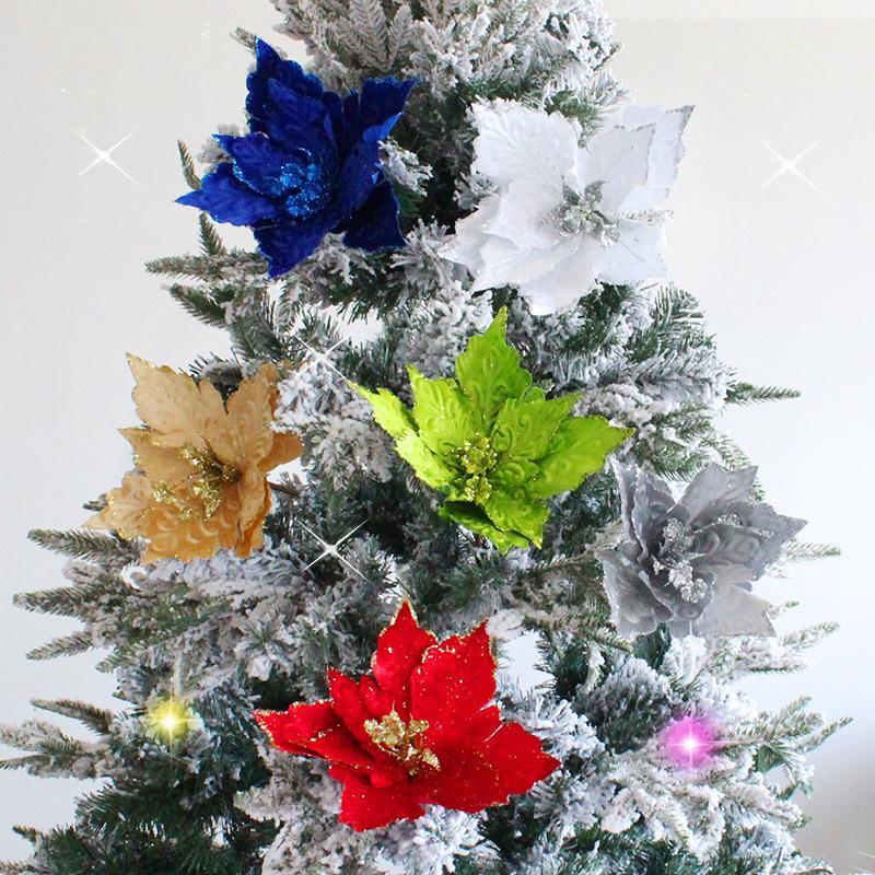 6 pcs New arrival Christmas poinsettia flowers for Christmas decor, home decor artificial flowers, christmas tree decor covers flower