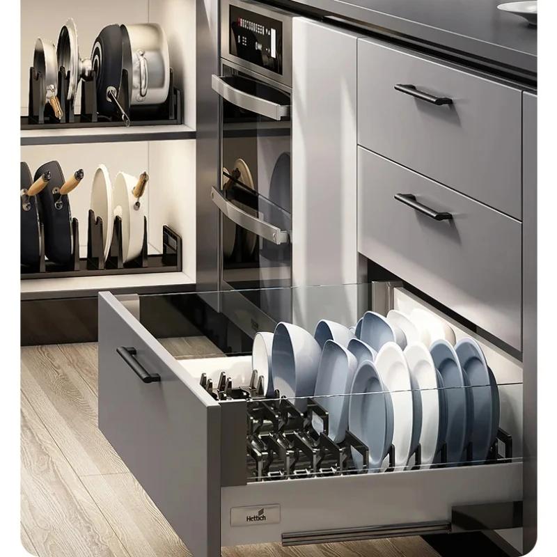 40/45cm Under Cabinet Drawer Bowls Plate Storage Holder Household Cabinet Drawer Dishes Adjustable Tableware Kitchen Accessories