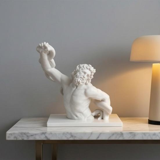 3D Printed Laocoon Bust Sculpture Stable Base Greek Mythology Ornament Ancient Greek Artistic Collectible Figurine Decor for Entrance Living Room