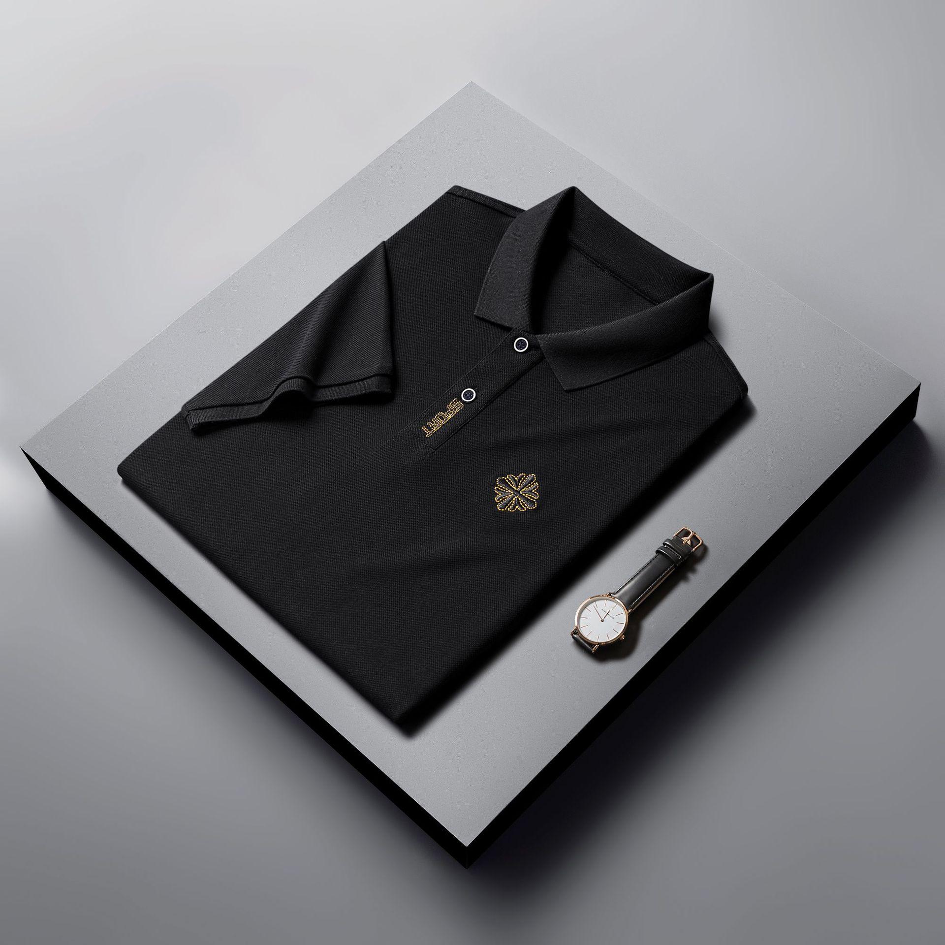 

Men S Short-Sleeved Polo Shirt, Loose Casual Lapel Half-Sleeved Top T-Shirt, Thin And Breathable. 4XL