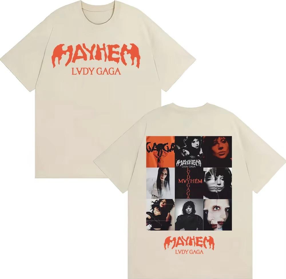 Lady Gaga Mayhems New Album Tour Tshirt Unisex 2026 Spring summer new Fashion Aesthetics Summer Print Pure Cotton Tshirt