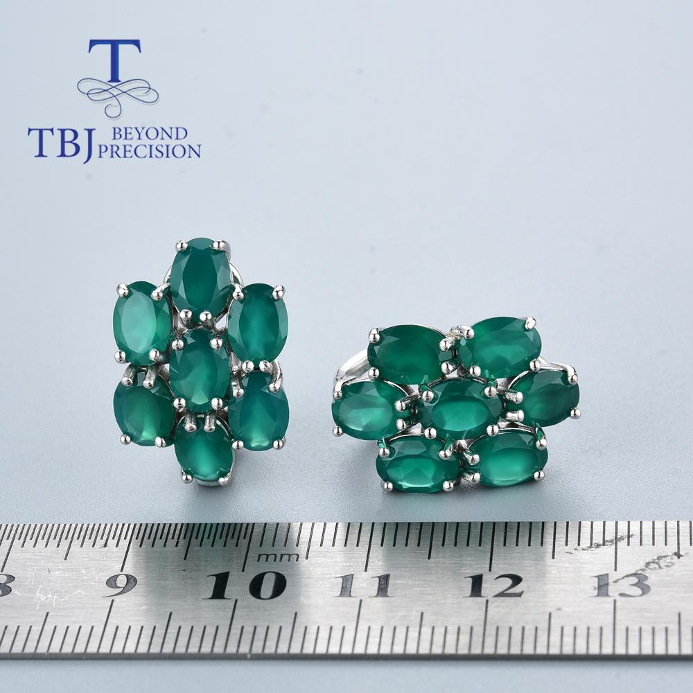 2022 New 10ct Natural Green Agate Oval 5*7mm Gemstone Earrings 925 Sterling Silver Fine Jewelry for Women