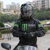 Mens All-Season Motorcycle Riding Jacket Windproof Crash-Resistant Biker Gear Black Full Set