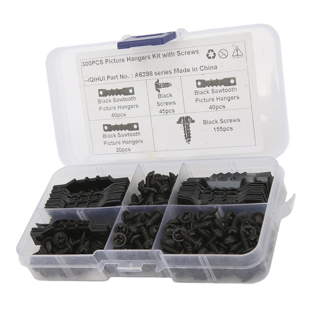 100Pcs   Picture Hangers Rust Resistant Stable   Seamless Sawtooh Frame Hanging Hooks with 200Pcs Screws