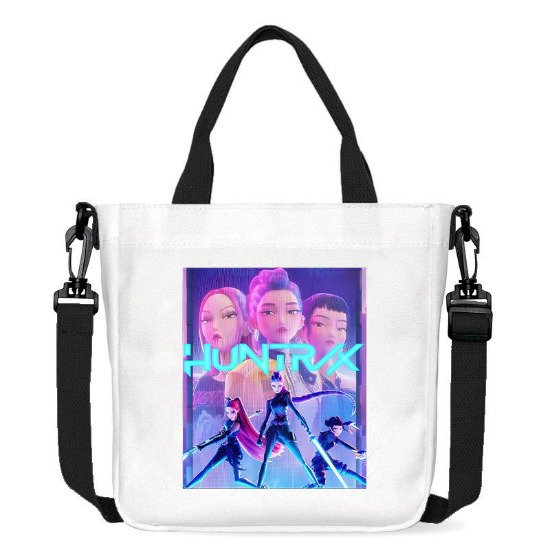 Spot KPOP Demon Hunter Group Printed Canvas Bag Fashion Shoulder Bag Portable Work Commuter Messenger Bag CLE