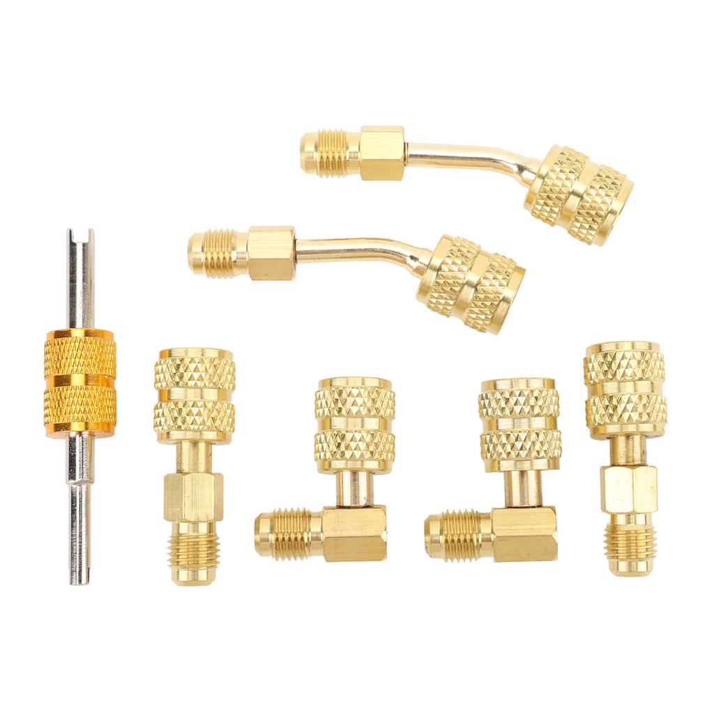 R410A Adapter Kit with Valve Core Remover 5 16 To 1 4in HVAC Refrigerant Hose Adapter for R410A Mini Split Air