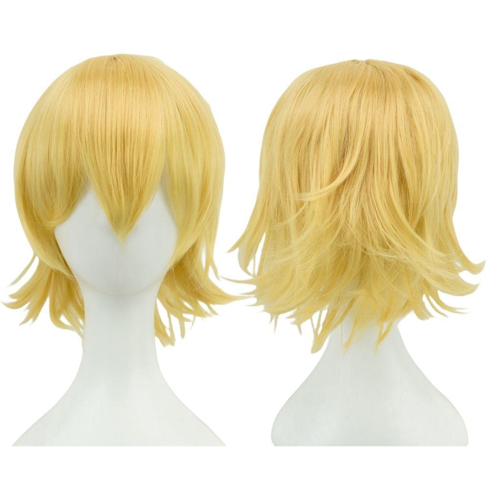 Biondo Rosa Arancione Unisex Corti Cosplay Capelli Sintetici Anime Stratificati Parrucche Uomini Donne