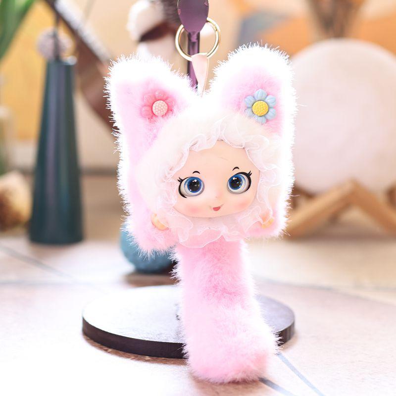 

Cute Soft Fluffy Fox Vinyl Doll Plush Keychain Toys Pendant Home Ornament Backpack Hangings Stuffed Animals Birthday Gift A1