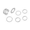 7Pcs Fashion Ladies Hip Hop Ring Simple Geometry Fashion Rings For Women Men Accessories Silver Color Heart Sun Round Blank Base