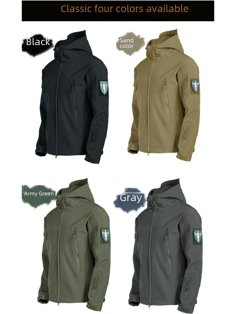 Men's Waterproof Windproof Soft Shell Jacket for Autumn/Winter - Warm, Velvet-Lined for Mountaineering, Skiing, and Cycling.