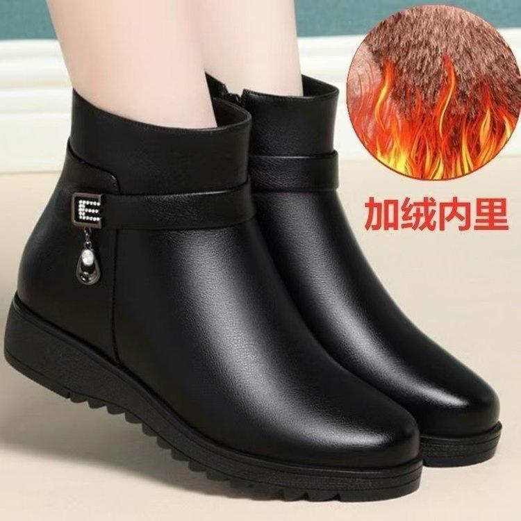 Popular snow boots women's 2025 winter new velvet warm short boots thick heel women's cotton shoes non-slip mother cotton boots