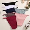 5PCS/Set Women Cotton Briefs Sexy Low Rise Panties Metal Ring Hollow Breathable Underwear Solid Color Comfortable Lingerie M-2XL