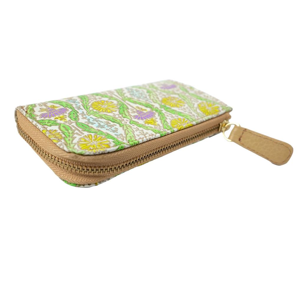 Key Key Smart Leather Genuine Misuzu Floral Present for Women and [Yuzen Bunko] Case, Holder, Key, L-shaped Zipper, Spread, Accessories, Women's,