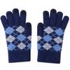 Warm Gloves for Women In Winter Wool Knitted Color Blocking Diamond Lattice Cold-proof Plus Velvet Five Finger Student Riding Touch Screen