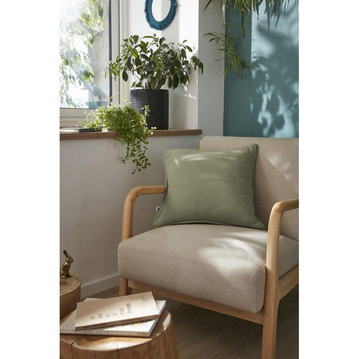 Coussin déhoussable avec passepoil "Gaïa" 45 x 45 cm "Gaze de Coton" l'Effet Papillon