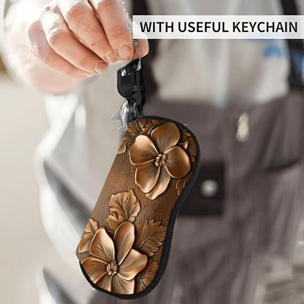 Hanging Sunglasses Storage Bag Leather Sunglasses Holder Butterfly Print Eyeglass Case  Women