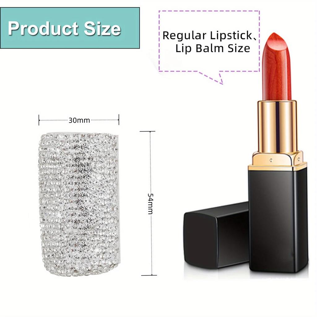 Bling Car Lip Balm Holder Insulating Crystal Rhinestone Auto Chapstick Holder Sparkling Vehicle Interior Decor Accessories