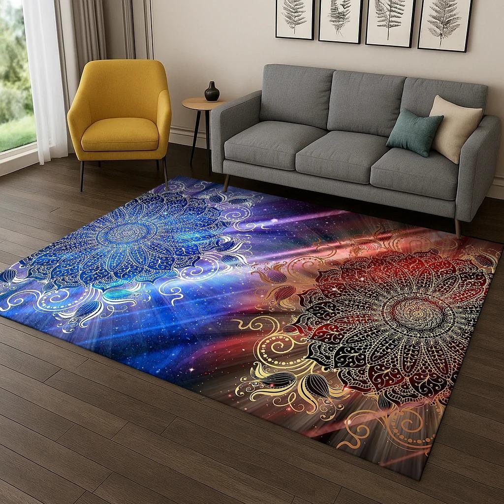 West Asian Style Floral Carpet Living Room Area Rug Study, Bedroom Anti-slip Floor Mat Easy To Clean Ground Mat Yoga Mat Gift