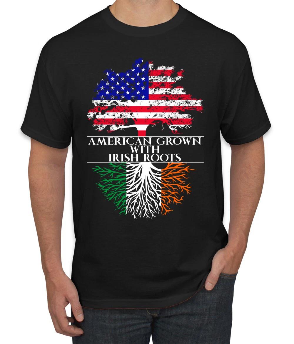 American Grown with Irish Roots St Patricks Day Men Graphic T- Shirt S
