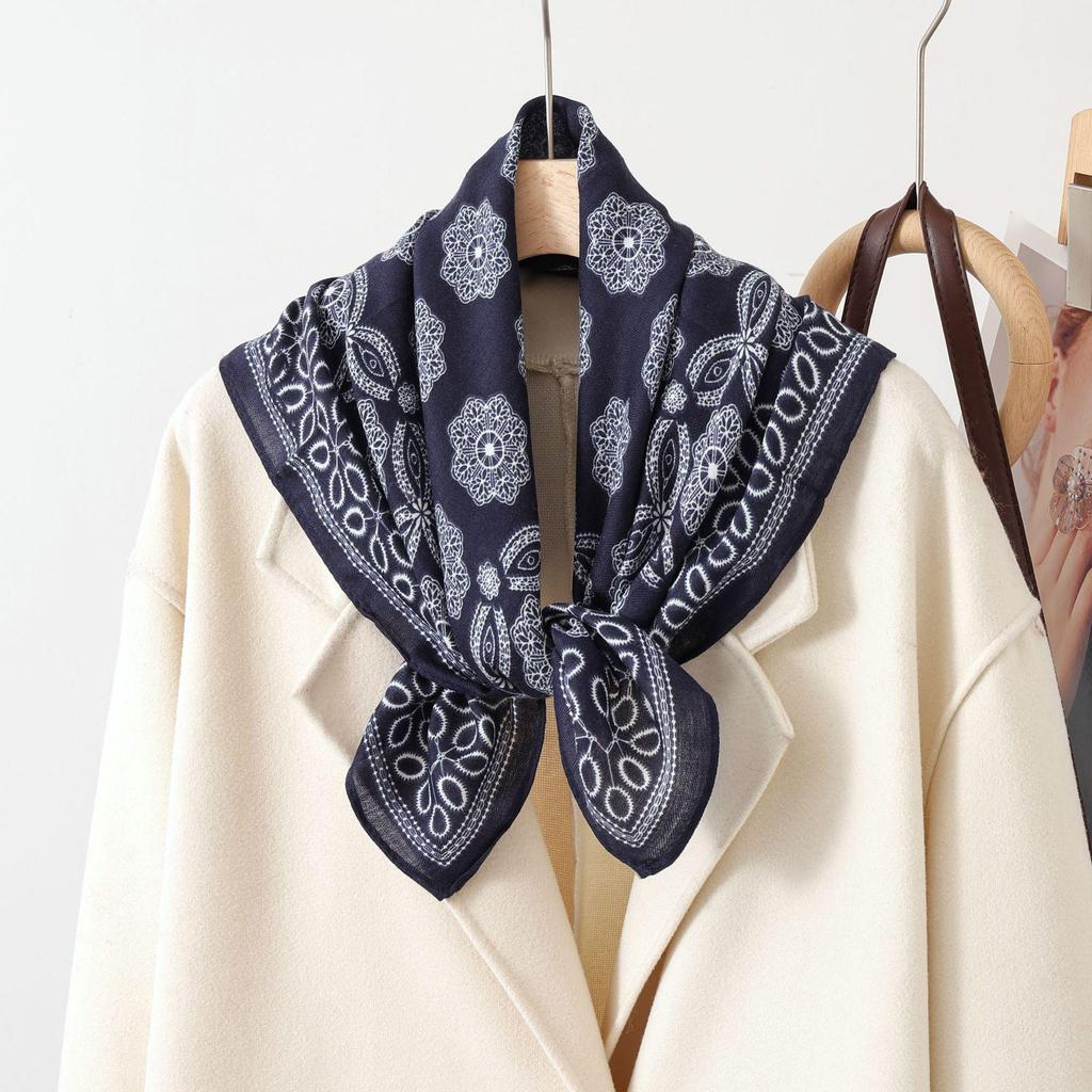 Paisley Patchwork Cotton & Linen Square Scarf for Women - Silk Neck Tie for Shirts, Suits & Waist - Spring/Summer Fashion Accessory