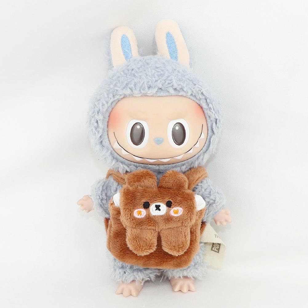 For 17cm Labubu Kawaii Bear Backpack Puppy Backpack Suitable for Labubu2.0 Sit Party Plush Costume Doll Bag