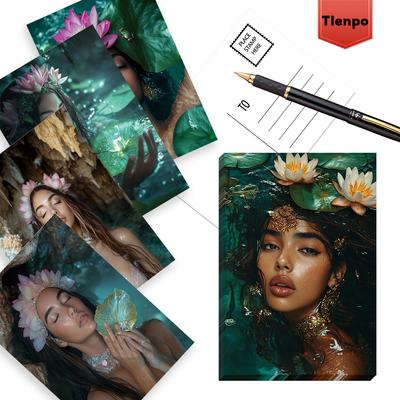 32pcs, Black Postcard, Lotus Flower, Frog, Birthday/Anniversary Gift, Collectible, Suitable for Gift Giving, Can Be Mailed.