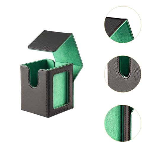 amleso Trading Card Deck Case, PU Leather Storage Box for Trading Cards and Card Decks, Green