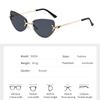 Frameless Sunglasses Gradient Color Cut Edged Sunglasses Cat Eye Fashion Sunscreen Decorative Metal Glasses 90256