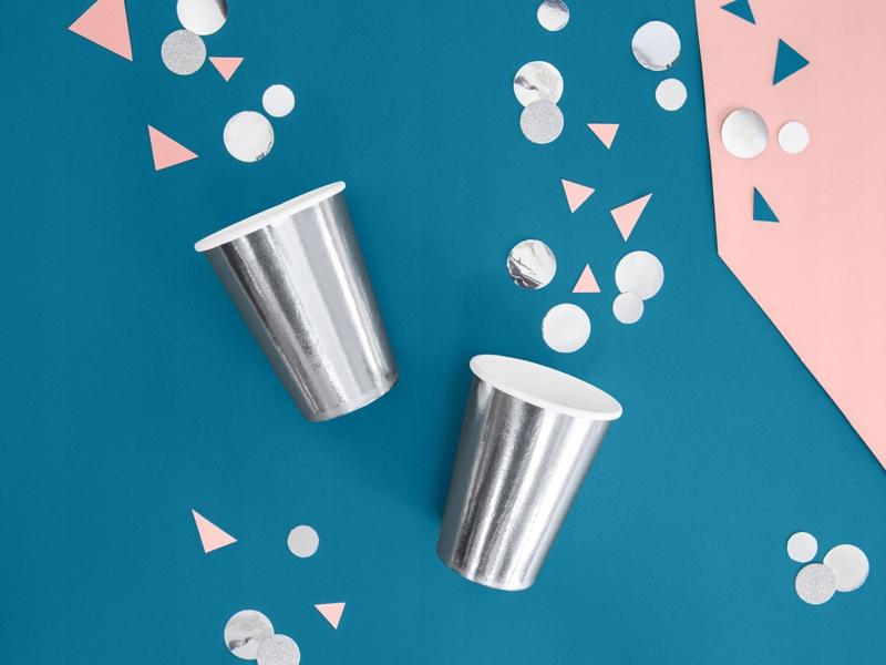 Paper Cups, Silver, 220ml, 6 Pcs